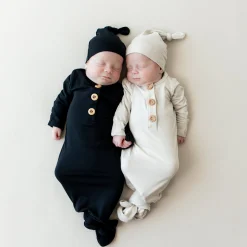 Outlet Kyte Baby Knotted Gown with Hat Set in Oat