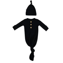 Hot Kyte Baby Knotted Gown with Hat Set in Midnight