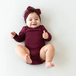Sale Kyte Baby Long Sleeve Bodysuit in Burgundy