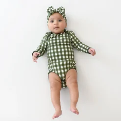 Online Kyte Baby Long Sleeve Bodysuit in Gingham Fir