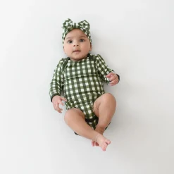 Online Kyte Baby Long Sleeve Bodysuit in Gingham Fir