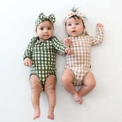 Online Kyte Baby Long Sleeve Bodysuit in Gingham Fir