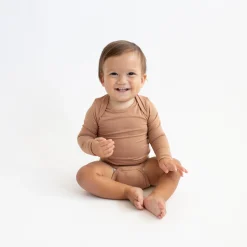 Discount Kyte Baby Long Sleeve Bodysuit in Latte