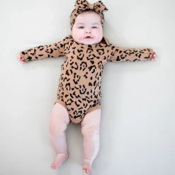 Best Kyte Baby Long Sleeve Bodysuit in Latte Leopard