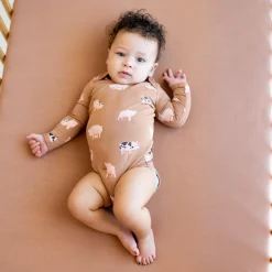 Outlet Kyte Baby Long Sleeve Bodysuit in Pig