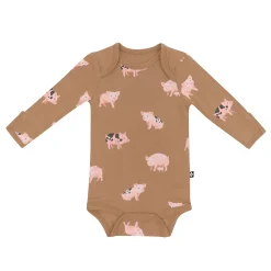 Outlet Kyte Baby Long Sleeve Bodysuit in Pig