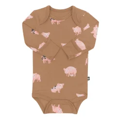 Outlet Kyte Baby Long Sleeve Bodysuit in Pig