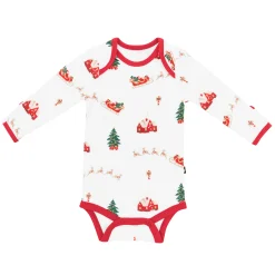 Hot Kyte Baby Long Sleeve Bodysuit in Santa Sleigh