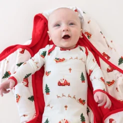 Hot Kyte Baby Long Sleeve Bodysuit in Santa Sleigh