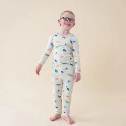 New Kyte Baby Long Sleeve Pajamas in Ecru Roar
