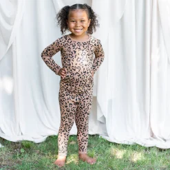 Discount Kyte Baby Long Sleeve Pajamas in Latte Leopard