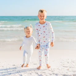 Hot Kyte Baby Long Sleeve Pajamas in Small Mist Stripe