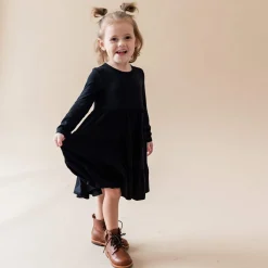 Online Kyte Baby Long Sleeve Tiered Dress in Midnight