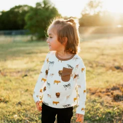 Outlet Kyte Baby Long Sleeve Toddler Crew Neck Tee in Moo