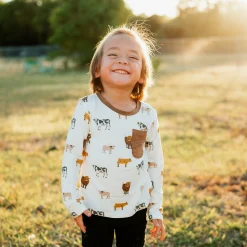 Outlet Kyte Baby Long Sleeve Toddler Crew Neck Tee in Moo