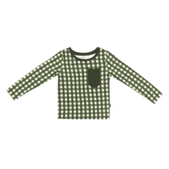 Best Kyte Baby Long Sleeve Toddler Crew Neck Tee in Gingham Fir