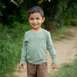 Outlet Kyte Baby Long Sleeve Toddler Crew Neck Tee in Thyme