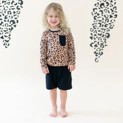 Kyte Baby Long Sleeve Toddler Crew Neck Tee in Latte Leopard