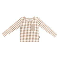Best Kyte Baby Long Sleeve Toddler Crew Neck Tee in Gingham Bisque