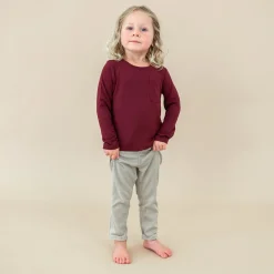 New Kyte Baby Long Sleeve Toddler Crew Neck Tee in Burgundy