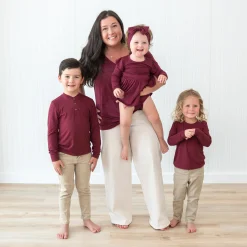 New Kyte Baby Long Sleeve Toddler Crew Neck Tee in Burgundy