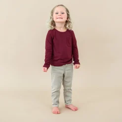New Kyte Baby Long Sleeve Toddler Crew Neck Tee in Burgundy