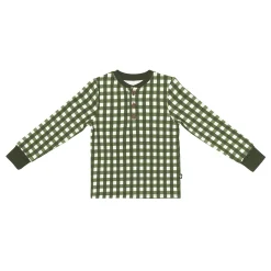 Online Kyte Baby Long Sleeve Toddler Henley Tee in Gingham Fir
