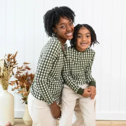 Online Kyte Baby Long Sleeve Toddler Henley Tee in Gingham Fir