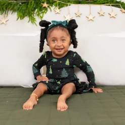 New Kyte Baby Long Sleeve Twirl Bodysuit Dress in Twinkle Tree