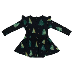 New Kyte Baby Long Sleeve Twirl Bodysuit Dress in Twinkle Tree