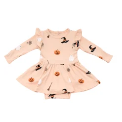Online Kyte Baby Long Sleeve Twirl Bodysuit Dress in Bewitched