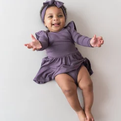 Discount Kyte Baby Long Sleeve Twirl Bodysuit Dress in Currant