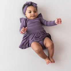 Discount Kyte Baby Long Sleeve Twirl Bodysuit Dress in Currant