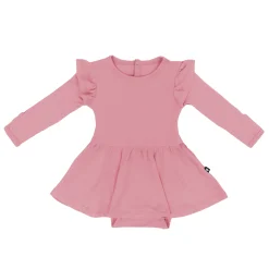New Kyte Baby Long Sleeve Twirl Bodysuit Dress in Apple Blossom