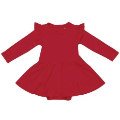 Discount Kyte Baby Long Sleeve Twirl Bodysuit Dress in Cardinal