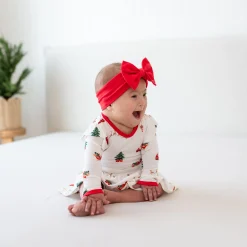 Discount Kyte Baby Long Sleeve Twirl Bodysuit Dress in Santa Sleigh