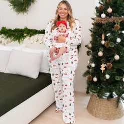 Discount Kyte Baby Long Sleeve Twirl Bodysuit Dress in Santa Sleigh