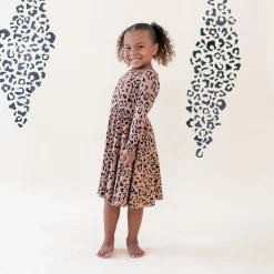 Online Kyte Baby Long Sleeve Twirl Dress in Latte Leopard
