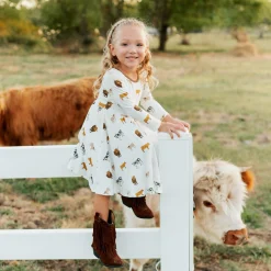 Best Kyte Baby Long Sleeve Twirl Dress in Moo