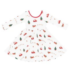 Kyte Baby Long Sleeve Twirl Dress in Santa Sleigh
