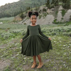 Discount Kyte Baby Long Sleeve Twirl Dress in Fir