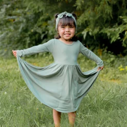 Sale Kyte Baby Long Sleeve Twirl Dress in Thyme