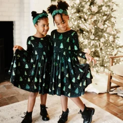Outlet Kyte Baby Long Sleeve Twirl Dress in Twinkle Tree