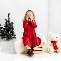 Kyte Baby Long Sleeve Twirl Dress in Cardinal