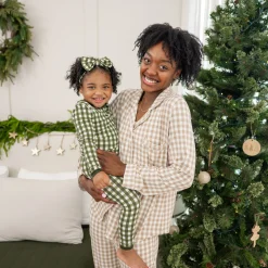 Kyte Baby Long-Sleeved Women's Pajama Set in Gingham Bisque
