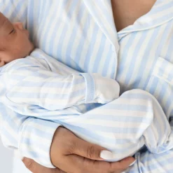 Online Kyte Baby Long-Sleeved Women's Pajama Set in with Cloud Trim Small Mist Stripe