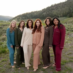 Clearance Kyte Baby Long-Sleeved Women's Pajama Set in with Cloud Trim Fir