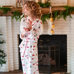 Clearance Kyte Baby Long-Sleeved Women's Pajama Set in Santa Sleigh