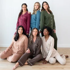 Best Kyte Baby Long-Sleeved Women's Pajama Set in with Cloud Trim Espresso