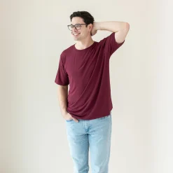 New Kyte Baby Men's Crew Neck Tee in Burgundy